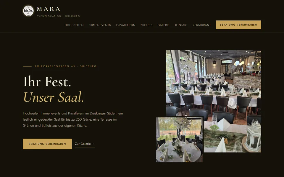 Startseite von maraeventlocation.de